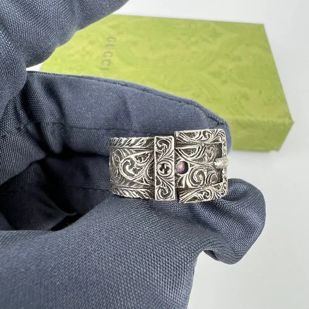 NIB Gucci Sterling Silver Garden Ring Size 10 - Picture 13 of 14